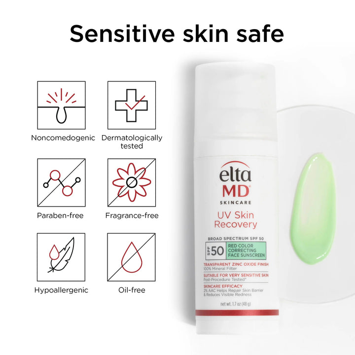 UV Skin Recovery Red Color Correcting Green Tint Broad Spectrum SPF 50
