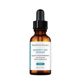 SkinCeuticals Blemish + Age Defense skincare dropper bottle on a white background